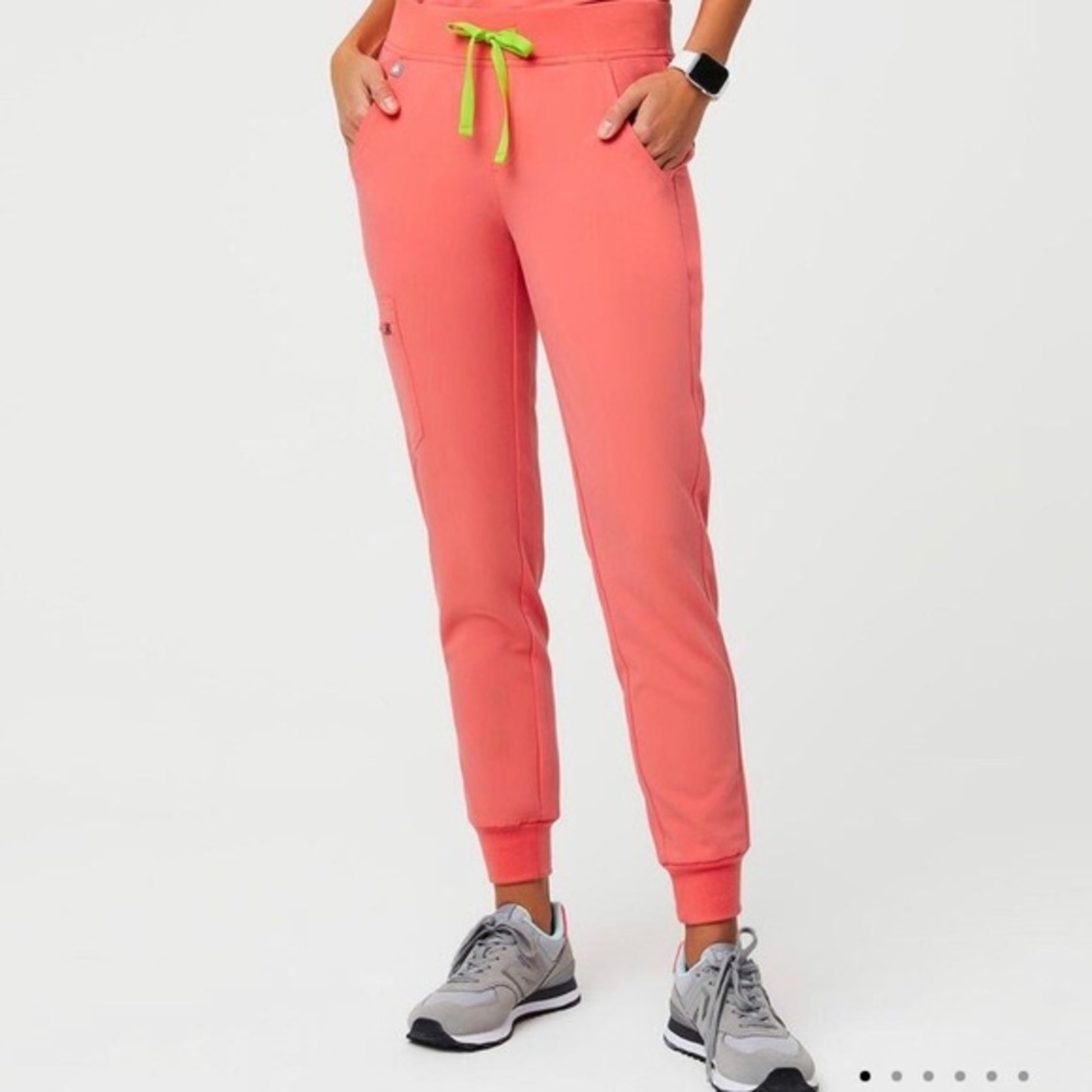 FIGS Hot Coral Zamora Jogger Scrub Pants